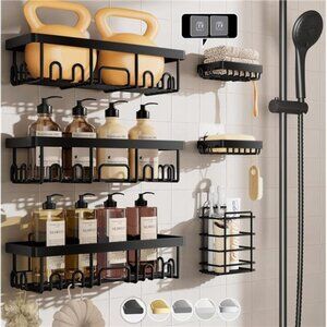 Stainless Steel Shower Caddy 6-Pack, No Drilling & Rustproof, Waterproof